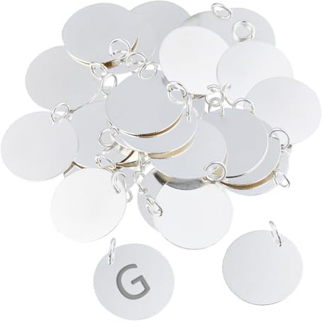 SUPERFINDINGS 60 STK Messing Rohlinge Für Anhänger 15mm Silber Stanzrohlinge Flache Runde Rohlinge Für Stanzanhänger Mit Biegering Für Ohrringe Armbänder Schlüsselanhänger, Bohrung: 4mm