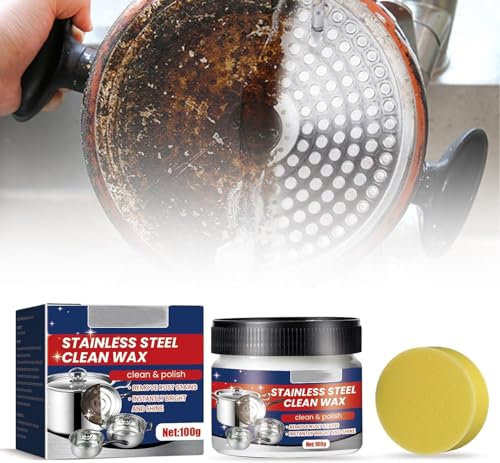MavChanolia Stainless Steel Clean Wax,Powerful Cookware Cleaning Paste,Multi-Purpose Oil Stain Remover Cream for Kitchen,Stainless Steel Cleaner for Pots, Oven, Sink