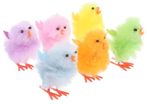 Healifty 6 Stück Mini Flauschige Osterküken 1.6 Zoll Bunte Plüschkükenfür Osterdekoration Partygeschenk Und Bastelbedarf