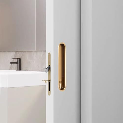 Hoconnie Eingelassener Taschentürgriff Schiebetürschloss und Griff Unsichtbares Taschentürschloss Versenkter Türgriff 154mm (Gold)