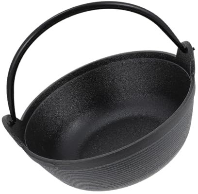 WEKADRIN Cast Iron Cauldron 19cm Single Handle Outdoor Camping Soup Pot Non-stick Dutch Oven Practical Stockpot for Picnic and Home Stewing