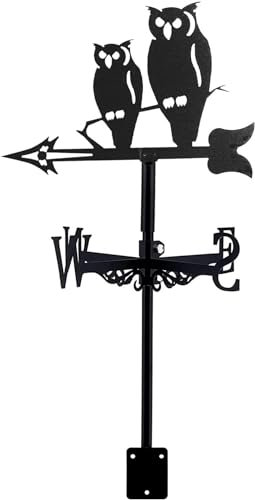 Girouette décorative en métal exquise en forme de chouette en métal pour jardin, cour, scène de ferme en acier inoxydable pour toit en fer extérieur