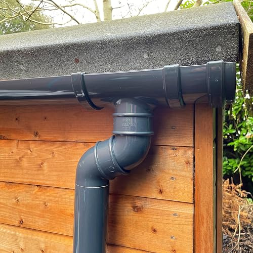 Plastic Bits 2u Complete Shed Gutter Kit, 112mm Half Round PVC Guttering System with Downpipe, White, diffrent Lengths (Anthracite Grey, 4 Meter)