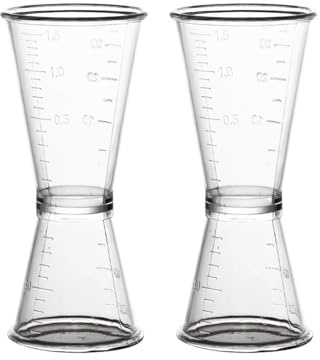 Bubble Crush Double-Sided Measuring Jigger Set of 2, 40cc Capacity, Clear Glass with Measurement Markings, Dual-Sided Drink Measure Cup for Cocktails, Bubble Tea, Home and Bar Use, Clear Mar
