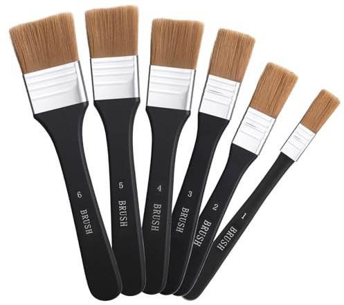 6Pcs Gesso Primer for Acrylic Painting Flat Varnish Brush for Acrylic Paint Brushes Wide Canvas Primer Paint Brush Large Oil Paintbrush for Artist Canvas Brushes Flat Watercolor Oil Paintings