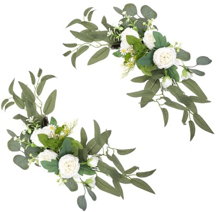 Alipis 2 pièces Panneaux de Bienvenue Mariage avec Décor de Artificielles Blanches Fleurs Décoratives pour Cérémonie et Ambiance Champêtre