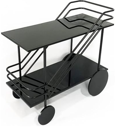 esmen Carrito de Comedor móvil Hierro, Mesa Auxiliar for Comidas y Carrito té con Estante Vidrio for Uso en vinoteca