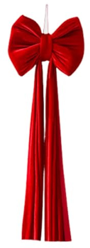 F Fityle Fiocco Di Natale in Velluto Rosso, Fiocco Gigante per Albero Di Natale 80 * 40 Cm, Decorazioni Natalizie per Ghirlande Su Porte, Davanzali, Caminetti, Scale, Matrimoni, Rosso