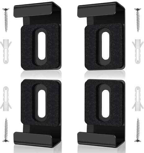ATTEEFI 4 Pièces Fixation Miroir, Noir Fixation Mural pour Miroir, Acier Inoxydable Supports de Miroirs Muraux, Comprend des Vis et des Tubes D'expansion, pour Miroirs de 17 à 19 mm D'épaisseur
