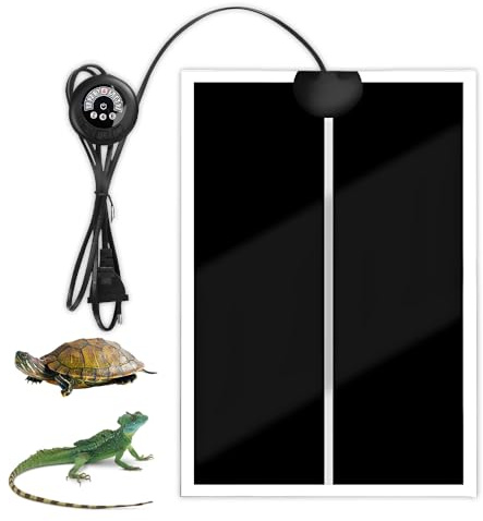 Weciau Termisk reptilfilt, terrarium termisk filt med 7 temperaturkontroller och timerfunktion, för sköldpaddor, ormar, ödlor, geckos och amfibier (20 W, 42 x 28 cm)