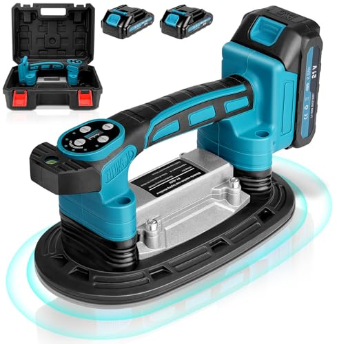 Strumento di vibrazione per piastrelle | con 2x2000mAh Batterie | ventosa da 22,5 x 12 cm | 250KG di Forza di Aspirazione | 9 velocità regolabili | Strumento oscillante per piastrelle