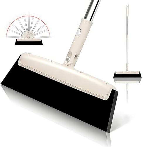 Floor Squeegee Shower Scraper Professional Water Squeegee Foam Water Scraper 180° Rotating Floor Squidgy for Wet & Dry Cleaning Dust, Liquid, Pet Hair for Hardwood, Tile, Kitchen, Wet Room, Bathroom