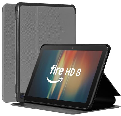 DJ.RPPQ Case for 8 inch Tablet,2024/2022/2020 Release.Auto Wake/Sleep Also, with Multi-Angle Viewing Stand.Also for 8in Sony Nokia HTC8 iPad Samsung Android Tablet (Grey)