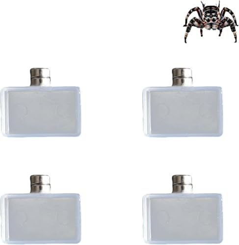 Dnoifne 4-pack liten magnetisk vattenskål för hoppspindlar och fågelspindlar – terrariumtillbehör, liten foderskål för spindlar och andra små husdjur