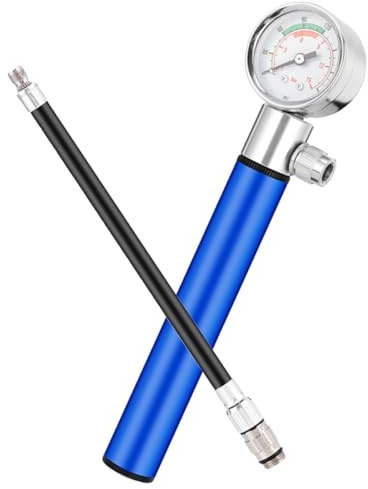 Alasum Bomba de Aire Manual para Balones y Neumáticos de Bicicleta, Aluminio Ligero con Manómetro, Inflador Portátil para Baloncesto, Fútbol, Voleibol y Rugby (Azul)