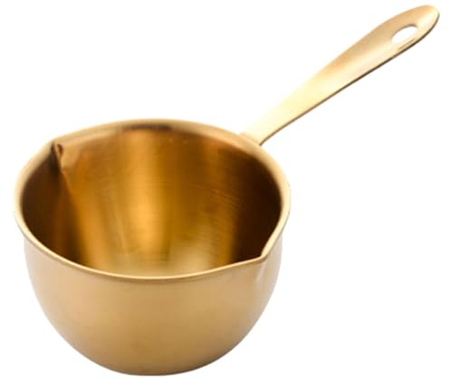 Kichvoe Mini Casserole en Acier Inoxydable 04 Doré, Petit Wok à Sauce Polyvalent pour Chauffer Huile et Lait, Compatible Feux, Batterie Cuisine Légère et Facile à Nettoyer
