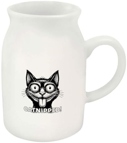 Azeeda 300ml 'Funny Catnip Cat' Ceramic Milk Jug (MJ00023109)