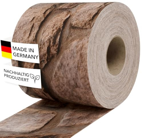 Zaundruck Sichtschutzstreifen Polyester - nachhaltiger Sichtschutz für Doppelstabmattenzaun - Motiv Windschutz 26 m x 19 cm - Sichtschutz-Rolle - Sandstein