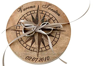 Ringkissen Holz Gravur Windrose