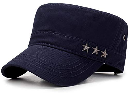Yixda Unisex Baseball Caps Army Military Flat Cap Sonnen Outdoor Sport Kappe (Stern Blau)