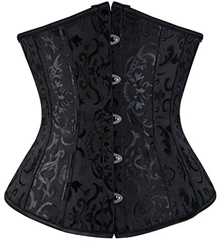 Sxybox Korsett Damen Unterbrust Schnüren Corsage Bustiers für Halloween und Karneval,Schwarz,2XL