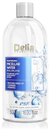 Delia Cosmetics – Acqua micellare – Idrata e migliora la compattezza della pelle – Detergente viso – Pulizia profonda, effetto rinfrescante – HYDROMANIL™ – BETAINA – 500 ml