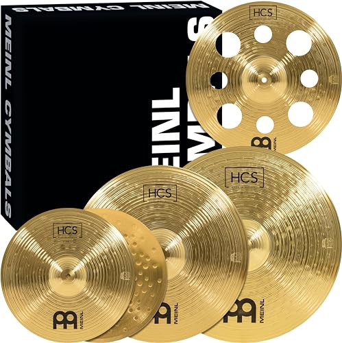 Meinl Cymbals HCS Expanded Cymbal Set Box Pack with 14 pollici Hihats, 16 Trash Crash, 18 Crash and 20 Ride cymbal per Batteria – Finitura Tradizionale Ottone, Made in Germany (HCS14161820)
