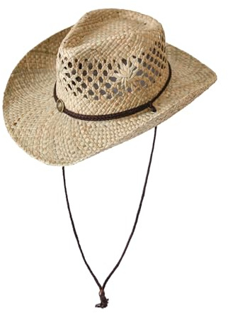 Cappello da Cowboy in paglia jeans Panama con fascia occidentale unisex taglia unica uomo donna per estate Coachella spiaggia stile country brasiliano Boemia Indiana Rafia naturale, XH-63, Taglia