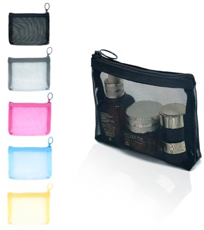 Patu Mini-Netztaschen mit Reißverschluss, 10,2 x 12,7 cm, Größe S/A7, 5 Stück, Beauty-Make-up, Lippenstift, Kosmetik-Zubehör, Organizer, kleine Reisetasche, Grau