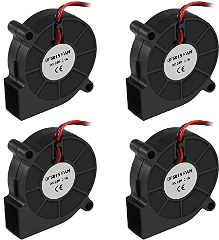 4PCS 3D Printer Blower Fan 5015 DC 24V Brushless Cooling Fan Oil Bearing 50x50x15mm Fan with 2 Pin Terminal for Humidifier Aromatherapy Repair Replacement Hotend Extruder Heatsinks(24V 0.1A)