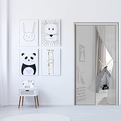WEIZON Magnet fliegengitter tür insektenschutz 105 x 200 cm, Magnetvorhang Fliegengitter für Balkontür, Wohnzimmer, Terrassentür, mit Klettverschluss und Reißnägel, Ohne Bohren (Grau)