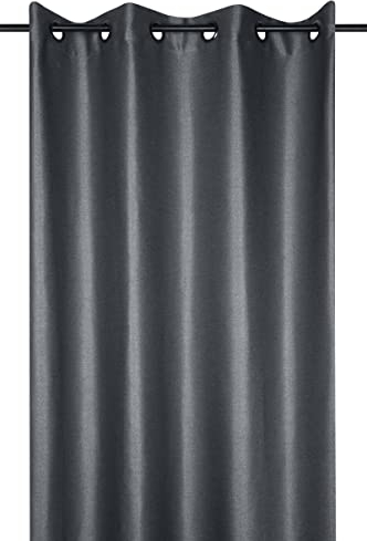 Hans-Textil-Shop Ösenvorhang Anthrazit Grau 140x260 cm – Verdunkelungsvorhang Thermovorhang Blickdicht aus Polyester – mit 8 Ösen, pflegeleicht