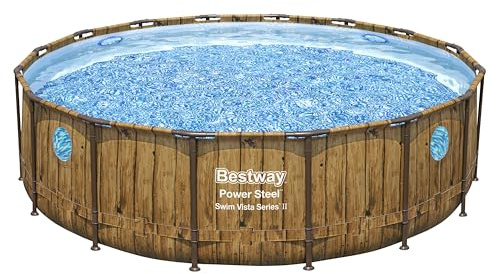 Bestway® Power Steel Swim Vista Series Ersatz Frame Pool Ø 488 x 122 cm, Holz-Optik (Pinie), rund