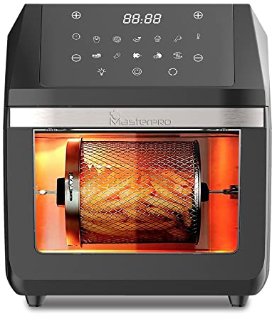 MasterPro Airfryer Rocket 1100 - Freidora de Aire sin Aceite y Horno - Capacidad de 11 L - Potencia de 1800 W - Pantalla LED Táctil - Cesta Antiadherente - Temperatura Regulable 80-200ºC