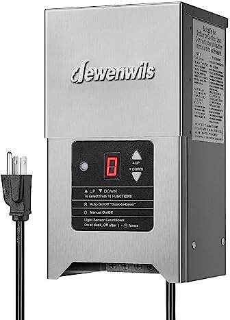 DEWENWILS 300W Low Voltage Landscape Transformer with Photocell, Low Voltage Transformer 120V AC to 12V/15V AC, Landscape Lighting Transformer for LED Outdoor Lights, Weatherproof, ETL Listed