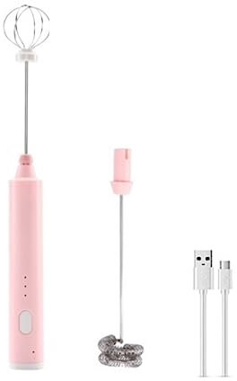 MOBAAK Espumador De Leche Espumador De Leche De Acero Inoxidable, Fabricante De Espuma Eléctrico De Mano, Mini Licuadora Y Espumador con Batidor Espumador Leche (Color : Pink, Size : 28 * 3.5cm)