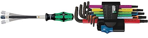 Wera 392 Bits-Handhalter & 05024179001 967/9 TX Multicolour HF 1 Winkelschlüsselsatz mit Haltefunktion, 9-teilig