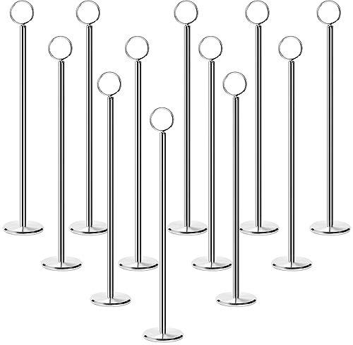 Tosnail 12 Pack 12 Tall Table Number Holders, Sturdy Place Card Holder Picture and Photo Display Stands, Reserved Table Sign Holder for Centerpieces, Food Sign, Memo Note, Wedding Party Table Setting