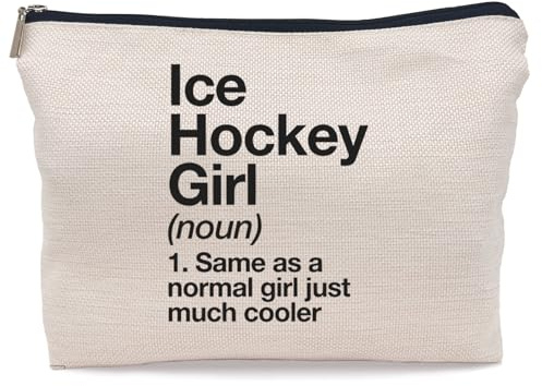 Lacosu Inspirational Quotes Ice Hockey Definition Sports Ice Hockey Girl Makeup Bag Case Zipper Travel Toiletry,Ice Hockey Girl Makeup Bag Cosmetic Bag Gifts for Ice Hockey Player Women Girls