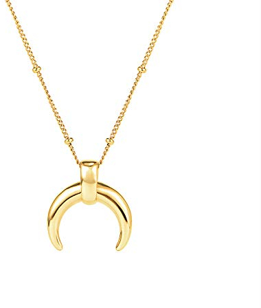 MENDOZZA Pure Damen Hals-Kette Halb-Mond Edelstahl Sichel 18 Karat Blogger Schmuck 50 cm Gold