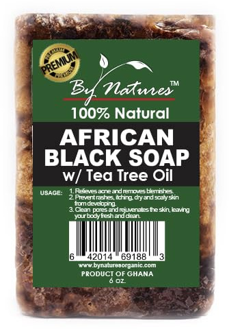 Savon noir africain 100% naturel avec huile d'arbre à thé, 6,0 oz (paquet de 1)