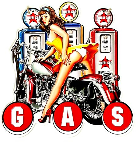 DiiliHiiri Poster Moto Targa in metallo Pin-up di Garage Vintage (35 x 34 cm) - Targa metallica retrò stile antico - Decorazione per bar - Regalo per papa - Officina - Garage— (9551)