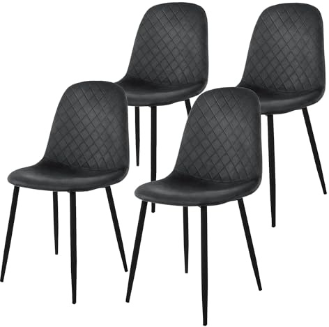 ML-Design matsalsstolar set om 4, antracit, köksstol med sammetsöverdrag, vardagsrumsstol med ryggstöd, stoppad stol med metallben, ergonomisk stol för matbord, matsalsstol skandinavisk
