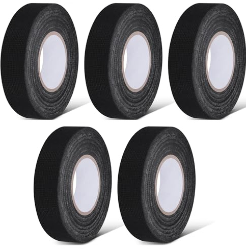 Zocipro 5 Stück Kabelbaum Klebeband,19mm x 15m KFZ Gewebeband,Hohe Temperaturbeständigkeit/Antischall Kfz Band für Kabelbäume Elektrisches Klebeband