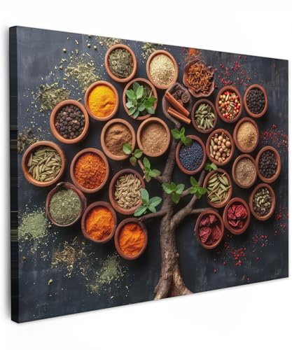 MuchoWow© Leinwände Wall Decoration Bilder für die Wand Schlafzimmer Deko | 80x60 cm - Pictures Canvas Painting Wanddekoration Wohnzimmer Kräuter - Baum - Küche - Kochen