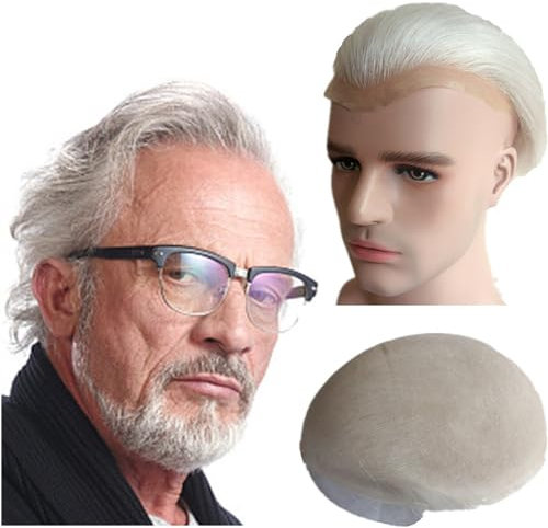 Toupet für Männer Haarersatz Systeme 10 * 8 haar teile Toupet for Männer Echthaar Prothese Herren Schweizer Spitze Haar Ersatz System Haar einheiten basis Perücke Männer(Ash blonde)