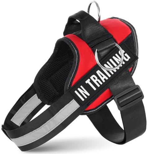 JUSTYEZI No Pull Dog Harness, Adjustable Assistance Service Dog Vest with Buckle, Reflective No-Choke Pet Vest Puppy Harness with Easy Control Handle for Training