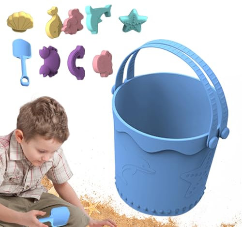 Strandspielzeug Set Strandspielzeug für Kinder | Sandspielzeug aus Silikon für Kinder - Strandset geeignet für Reisen Silikon Sandspielzeug mit Netztasche p