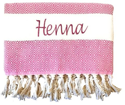 Arthi XXL Hamamtuch Strandtuch Personalisiert, 100x180cm, 100% Baumwolle, Saunatuch, Badetuch, Wellness, Yoga, Fitness, Sport, Individuelle Geschenkidee, Geburtstagsgeschenk, (Rosa)