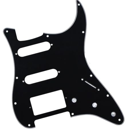Pickguard und Tremoloabdeckung Set Set Mit 11 Löchern Für E-Gitarren-Schlagbrett SSH/HSS-Gitarren-Schlagbrett Und Schrauben Passend Für ST-Gitarrenteile(Black3)